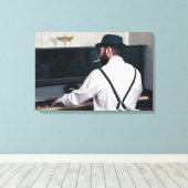 Retro man pianospelen en roken canvas afdruk (Insitu (Houten vloer))