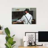 Retro man pianospelen en roken poster (Thuiskantoor)