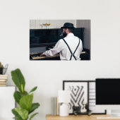 Retro man pianospelen en roken poster (Thuiskantoor)