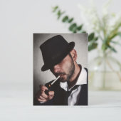 Retro man roken briefkaart (Staand voorkant)