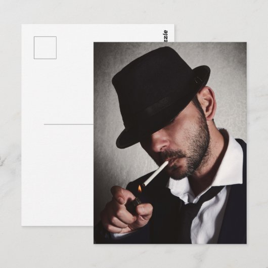 Retro man roken briefkaart (Voorkant / Achterkant)