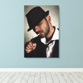 Retro man roken canvas afdruk (Insitu (Houten vloer))