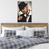 Retro man roken canvas afdruk (Insitu (Slaapkamer))