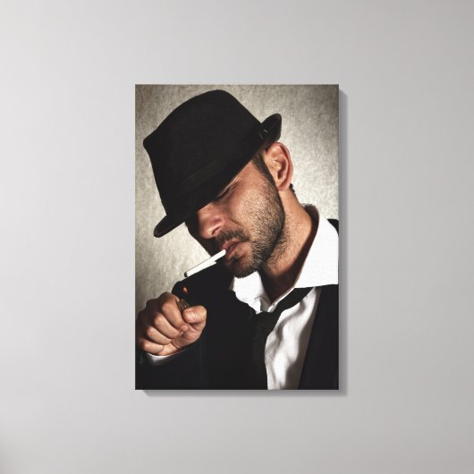 Retro man roken canvas afdruk (Voorkant)