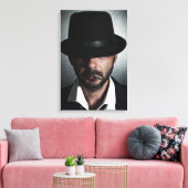 Retro man roken canvas afdruk (Insitu (Woonkamer))