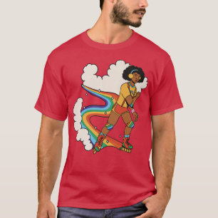 Retro Man Rollerskating op LGBTQ+ regenboogpremie T-shirt