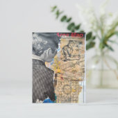 Retro man werkt Mixed media collage Briefkaart (Staand voorkant)
