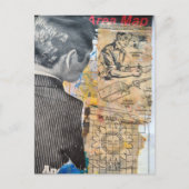 Retro man werkt Mixed media collage Briefkaart (Voorkant)