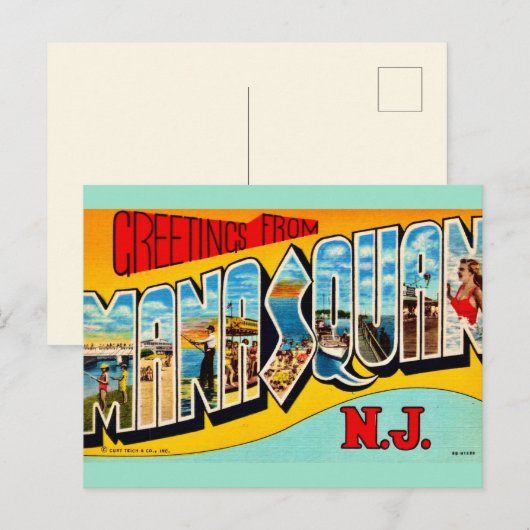 Retro Manasquan NJ Briefkaart (Voorkant / Achterkant)