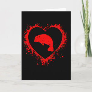 Retro Manatee Valentijnsdag Hartvorm Mijn Valent Kaart