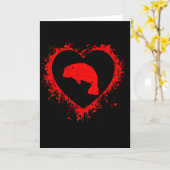 Retro Manatee Valentijnsdag Hartvorm Mijn Valent Kaart (Gele Bloem)