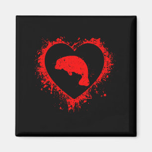 Retro Manatee Valentijnsdag Hartvorm Mijn Valent Magneet