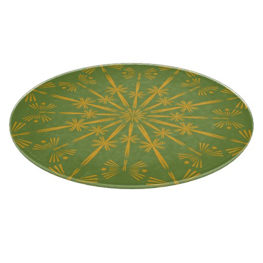 Retro Mandala Avocado Glass Cutting Board Snijplank (Hoek)