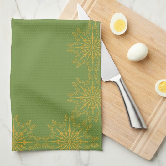 Retro Mandala Avocado Kitchen Towel Theedoek (Quarter Fold)