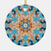 Retro Mandala Blauw en Sinaasappel Keramisch Ornament (Voorkant)