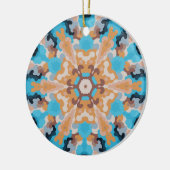 Retro Mandala Blauw en Sinaasappel Keramisch Ornament (Links)