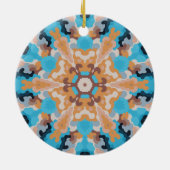 Retro Mandala Blauw en Sinaasappel Keramisch Ornament (Achterkant)