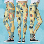 Retro Mandala blauw geel en rood Leggings