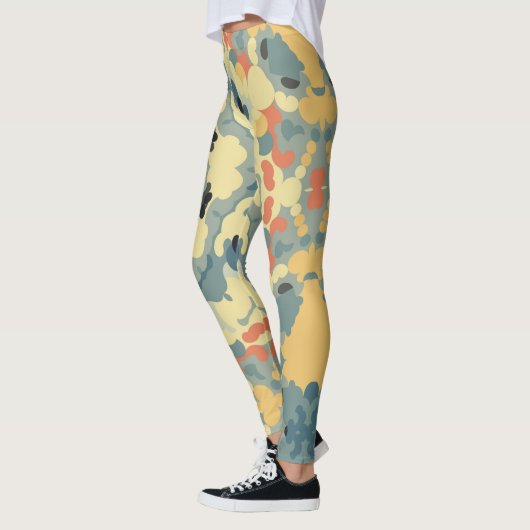 Retro Mandala blauw geel en rood Leggings (Links)