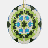 Retro Mandala Blauw Groen Wit en Zwart Keramisch Ornament (Links)