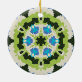 Retro Mandala Blauw Groen Wit en Zwart Keramisch Ornament (Achterkant)