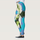 Retro Mandala Blauw Groen Wit en Zwart Leggings (Links)