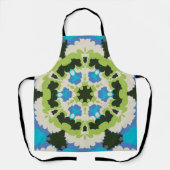 Retro Mandala Blauw Groen Wit en Zwart Schort (Voorkant)