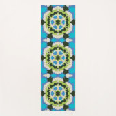 Retro Mandala Blauw Groen Wit en Zwart Yogamat (Voorkant)