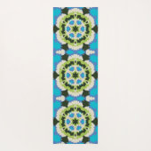 Retro Mandala Blauw Groen Wit en Zwart Yogamat (Achterkant)