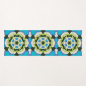 Retro Mandala Blauw Groen Wit en Zwart Yogamat (Voorkant (horizontaal))
