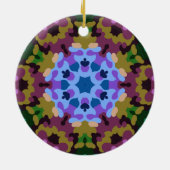 Retro Mandala Blauw Paarse en Geel Keramisch Ornament (Achterkant)