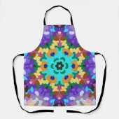 Retro Mandala Blauw Paarse en Geel Schort (Voorkant)