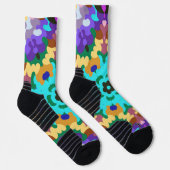 Retro Mandala Blauw Paarse en Geel Sokken (Rechts)