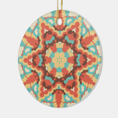 Retro Mandala Blauw Rood en Geel Keramisch Ornament (Links)