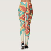 Retro Mandala Blauw Rood en Geel Leggings (Achterkant)