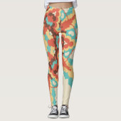 Retro Mandala Blauw Rood en Geel Leggings (Voorkant)