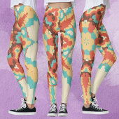 Retro Mandala Blauw Rood en Geel Leggings