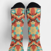 Retro Mandala Blauw Rood en Geel Sokken (Top)