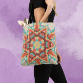 Retro Mandala Blauw Rood en Geel Tote Bag