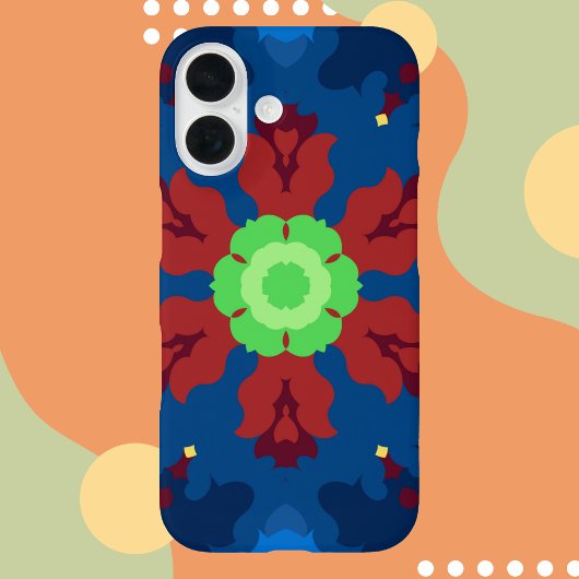 Retro Mandala Blauw Rood en Groen Case-Mate iPhone Case