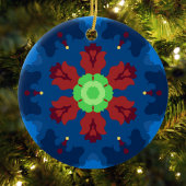 Retro Mandala Blauw Rood en Groen Keramisch Ornament
