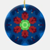 Retro Mandala Blauw Rood en Groen Keramisch Ornament (Achterkant)