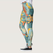 Retro Mandala blauw Sinaasappel en geel Leggings (Links)
