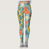 Retro Mandala blauw Sinaasappel en geel Leggings (Voorkant)