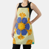 Retro Mandala blauw Sinaasappel en geel Schort (Insitu)