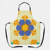 Retro Mandala blauw Sinaasappel en geel Schort (Voorkant)