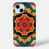Retro Mandala blauw Sinaasappel en rood Case-Mate iPhone Case (Achterkant)