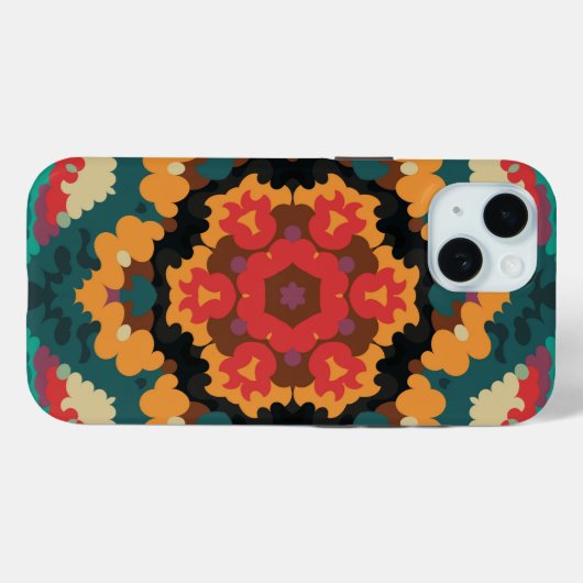 Retro Mandala blauw Sinaasappel en rood Case-Mate iPhone Case (Achterkant (horizontaal))