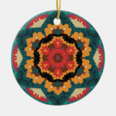 Retro Mandala blauw Sinaasappel en rood Keramisch Ornament (Voorkant)