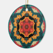 Retro Mandala blauw Sinaasappel en rood Keramisch Ornament (Links)